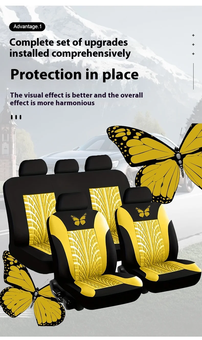 Five-seater 9-Piece Universal Seat Cover Set Exquisite Comfortable Butterfly Indentation Process Design Leather for Foreign supplier