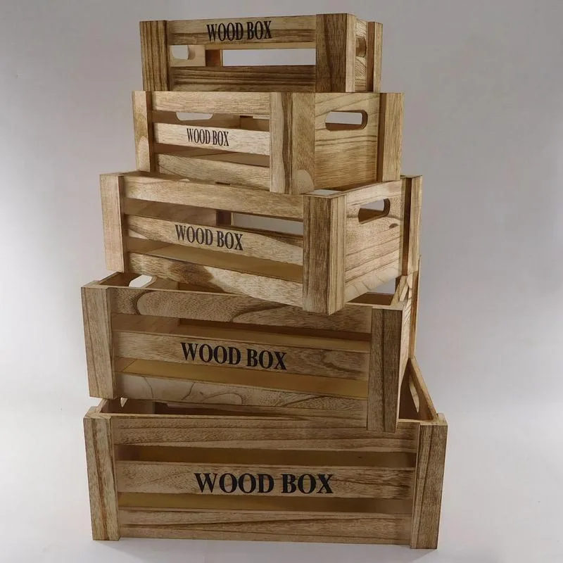 Wooden Storage Crates Set Of 5 Modern Farmhouse Nesting Crates Buy