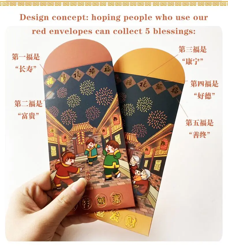 2021 Custom Made Red Packet Chinese Style Red Envelope Happy New Year Red Paper Bag