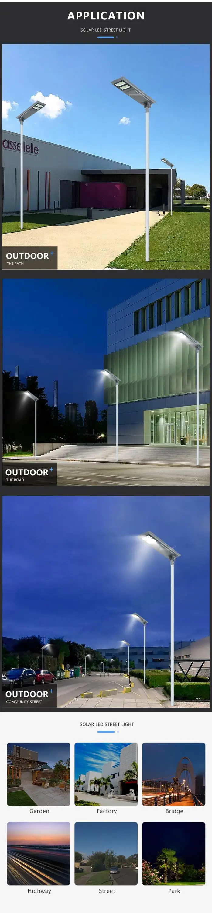 ALLTOP Outdoor lighting IP65 waterproof 100w integrated all in one led solar street light