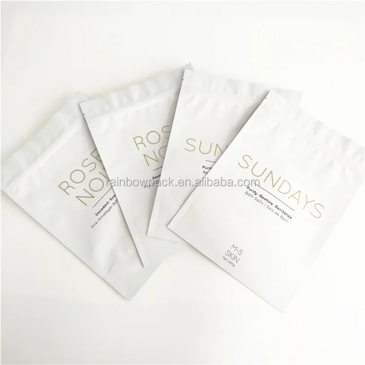 Custom Printed Matte Bath Salts Packaging Bags Body Scrub Bags High