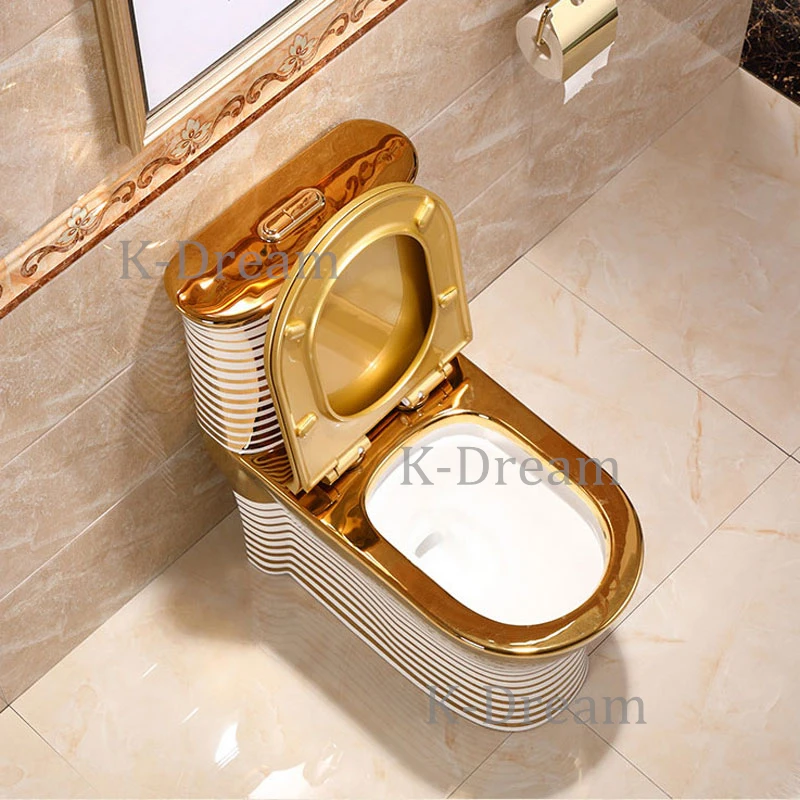 New Design 22gpa Gold Toilets,Electroplated Floor Mounted Gold Toilet
