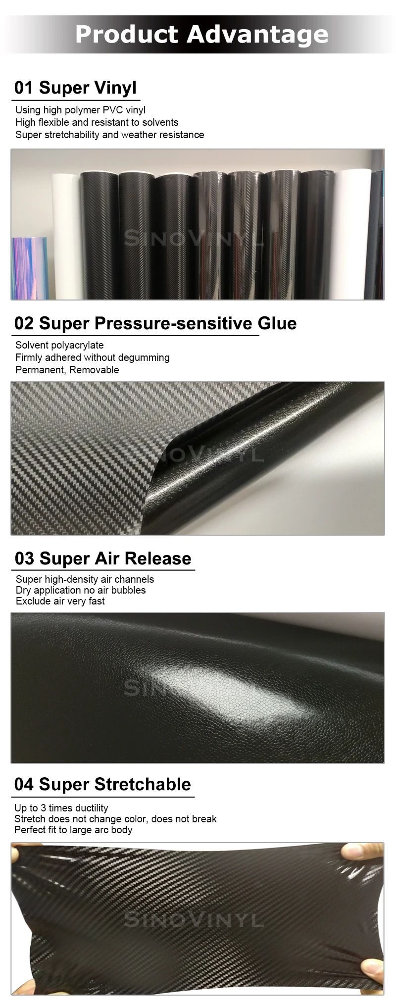 3D 4D 5D 6D Glossy Carbon Fiber Wrap Vinyl Decal Film Sticker Air Release Hot