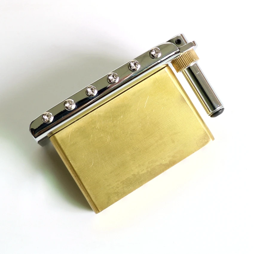 Full Size Solid Brass Block Guitar Tremolo Bridge With Brass Roller