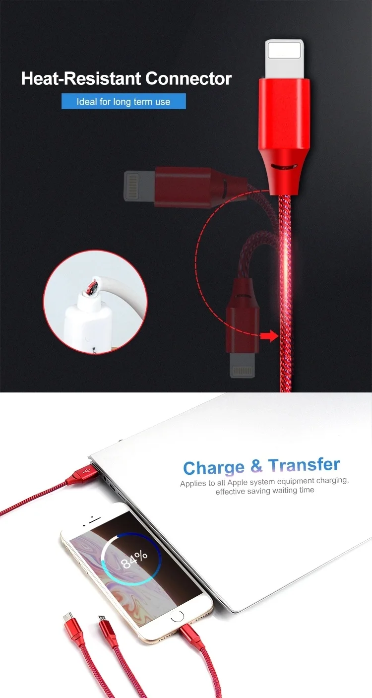 Factory Price New Fashion 3 In 1 Adapter Smart Phone Charging Cable - ANKUX.COM