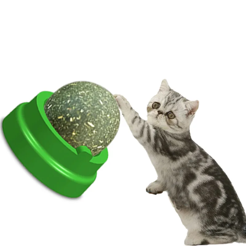 Cats Rotatable Catnip Ball Wall Sucker Lick Treat Toys Contail Catnip