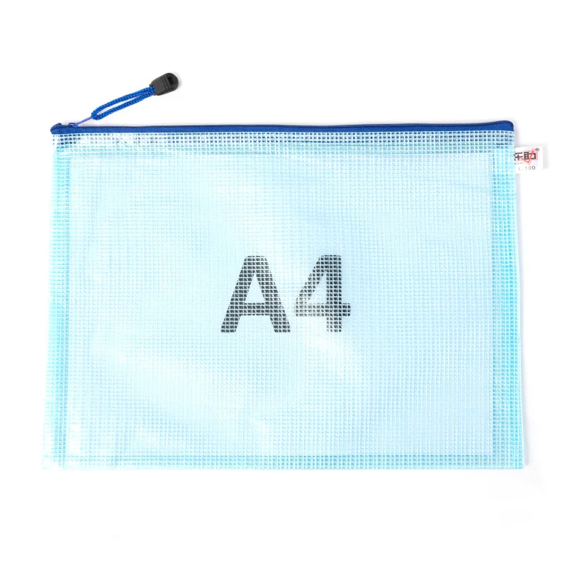 A4 Mesh Zipper Pouch Document Bag Waterproof Zip File Folders School ...