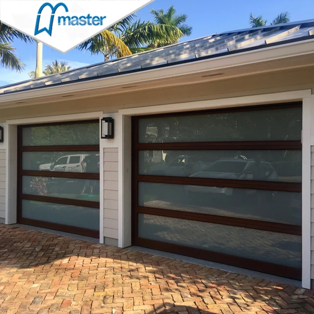 Aluminum Glass Panel Garage Door Electric Glass Garage Port