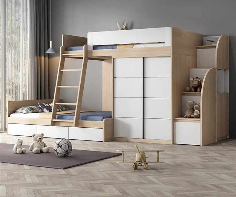 Nordic Children Bed With Wardrobe Multipurpose Bunk Bed Children's Bed