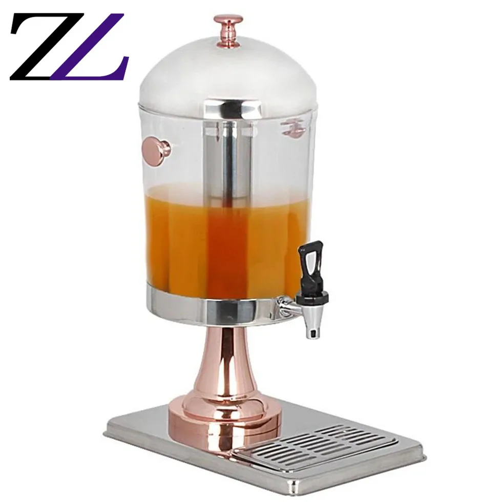 单罐铜餐饮用具商业玫瑰金冷展示自助餐果汁榨汁机饮用稻草饮料分配器