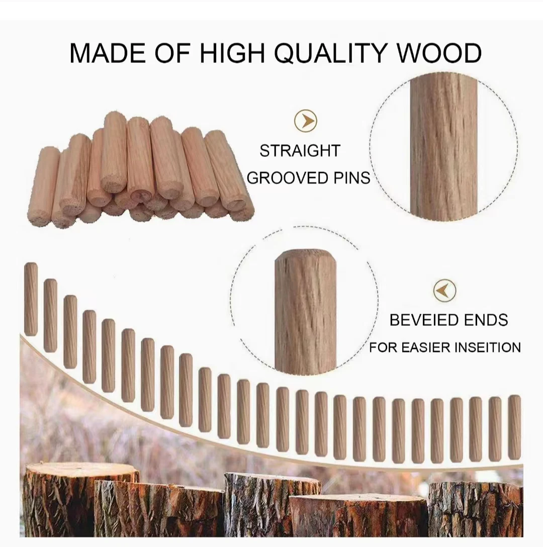 Wooden Dowel Pins Fluted Beveled Ends Wood Dowel Pegs Kiln Dried ...