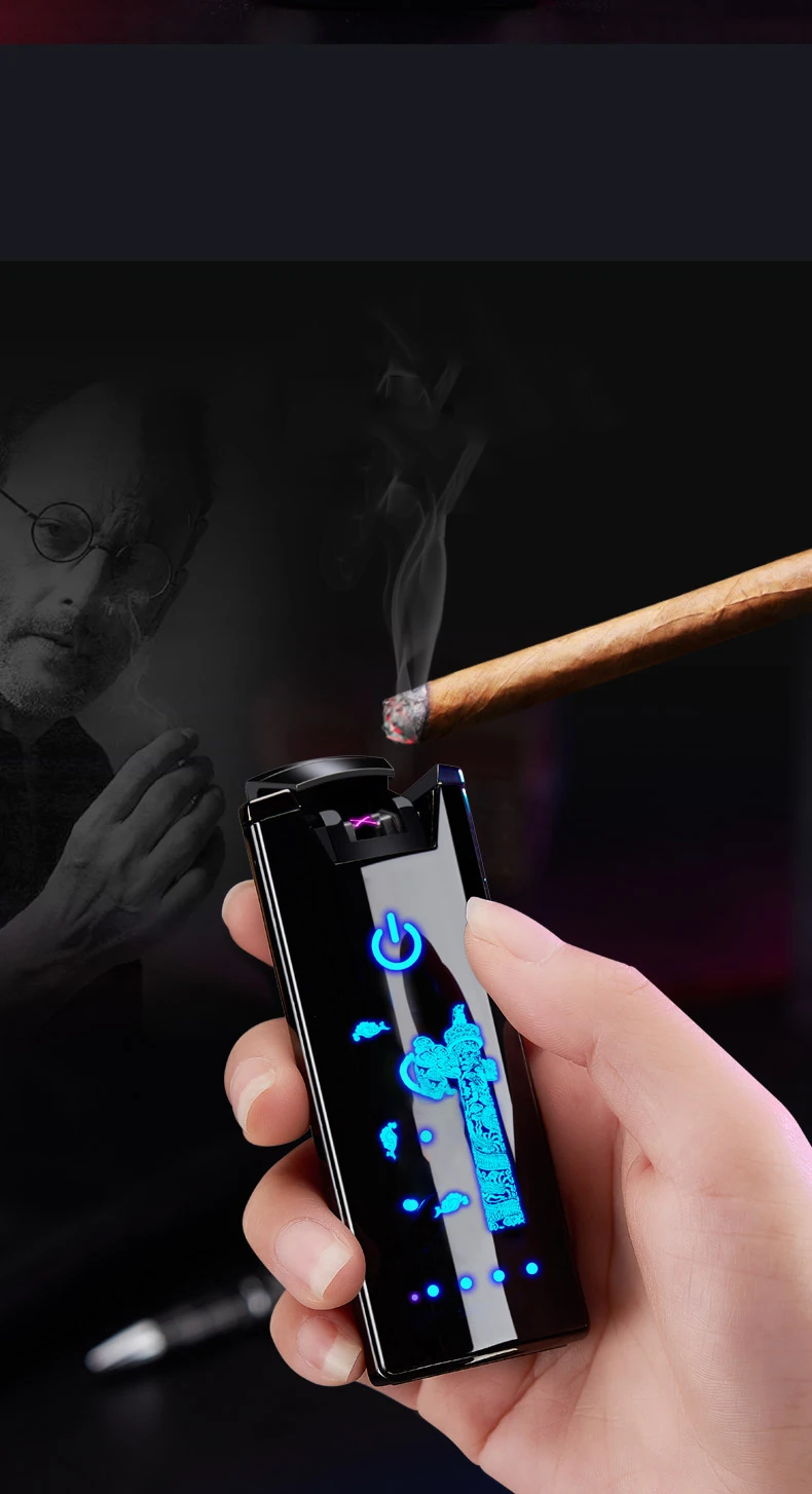 顶级品质的移动电源功能拇指触摸按钮双弧电子打火机
