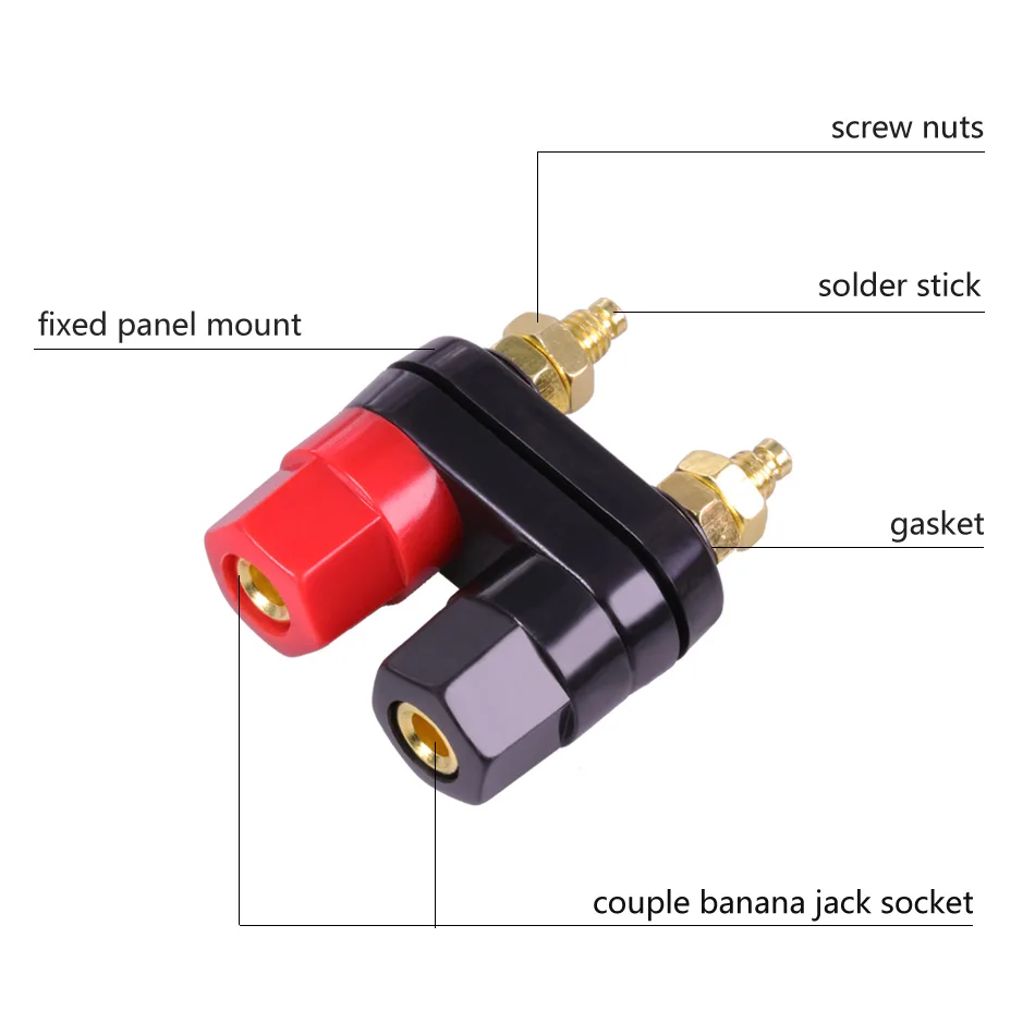 2 Paire Rouge Noir Amplificateur Terminal Binding Post Banana Plug Jack Panel moun i GT 