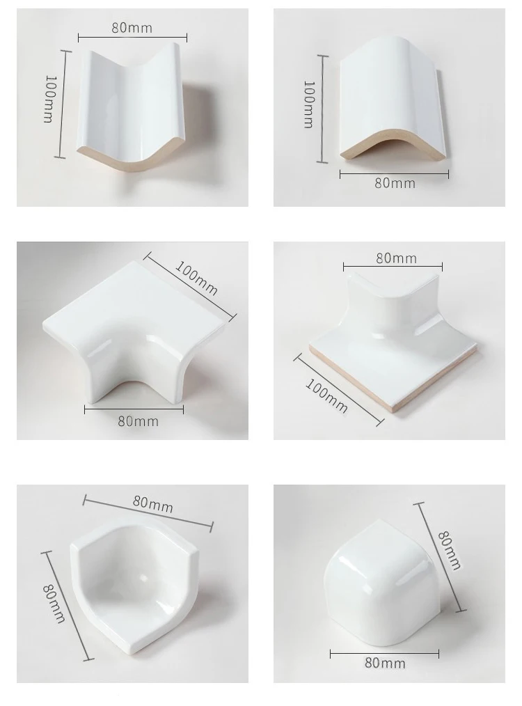 80x100mm Reception Desk Decor Cove Base Tile White Ceramic Trims