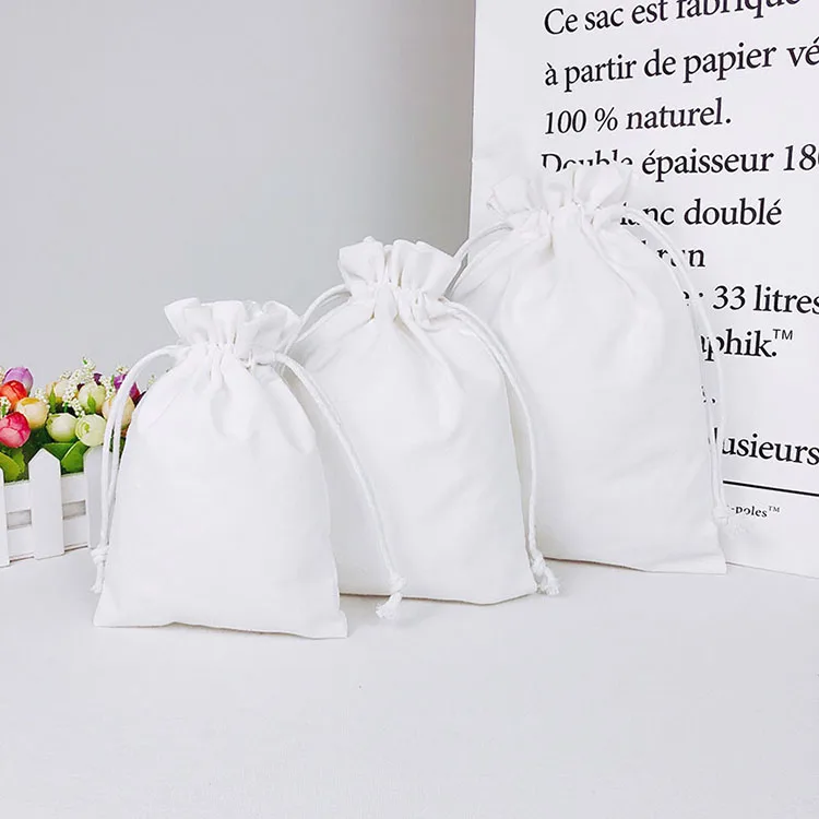 
Personalized solid color durable cotton muslin canvas gift drawstring dust bag 