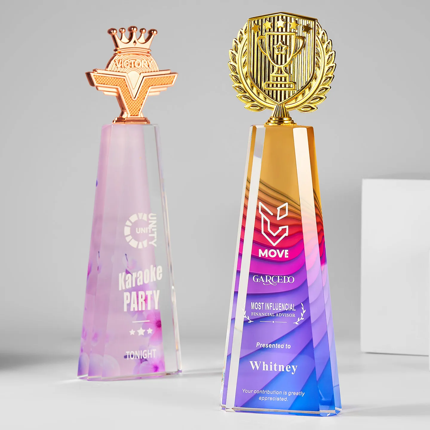 product custom crystal trophies plaques new design corporate gifts uv printing golden stars for other crystal crafts wdy 0418-5