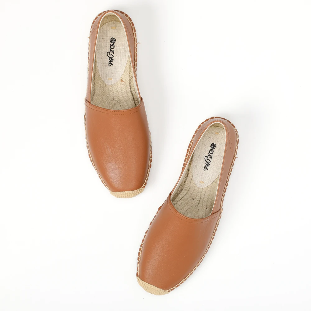 
Supply sweat-Absorbant brown ladies cowhide casual flat classic shoes 