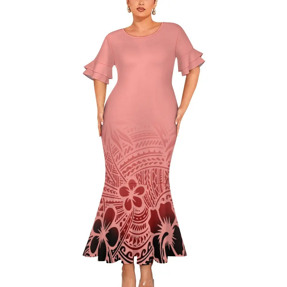 samoan formal dresses New Design Summer Polynesian Custom Made On Demand Tube Top Fishtail Dresses  Samoan Ethnic Style Personality Mermaid Dress