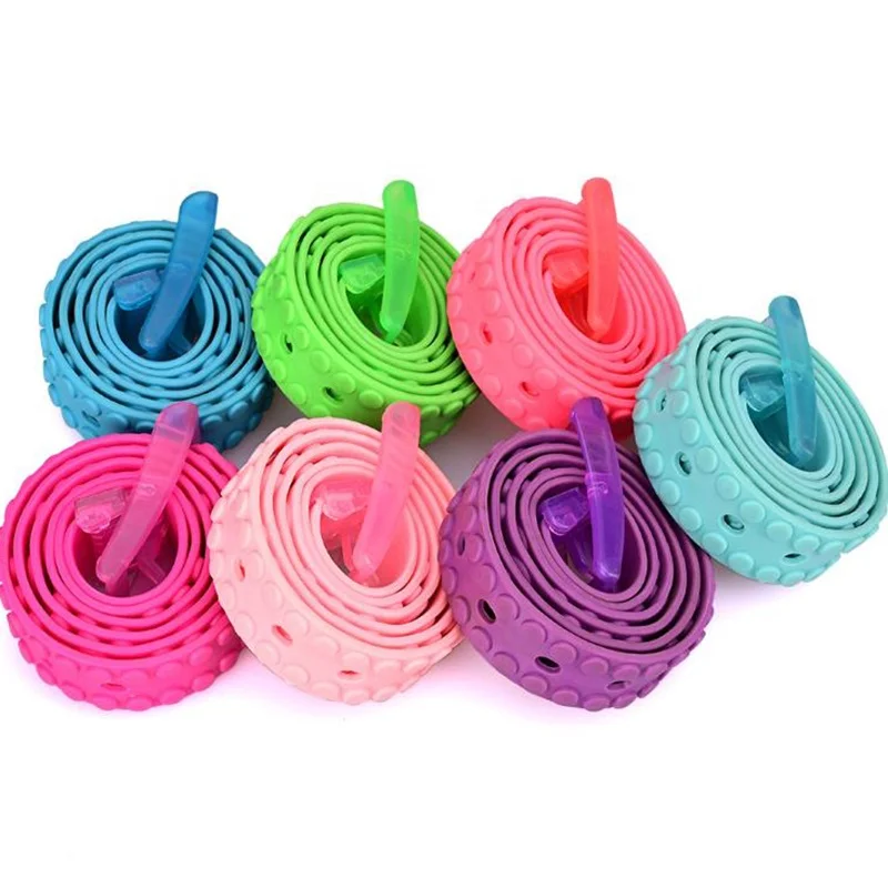 
Colorful custom logo unisex plastic buckle silicone waist belt for wholesale 