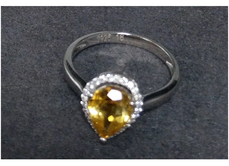 Charming beauty handmade silver jewelry yellow sapphire ring