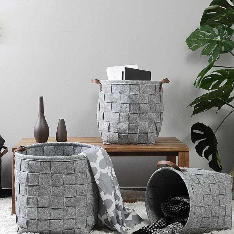 Hamper Laundry Bucket wool felt storage basket