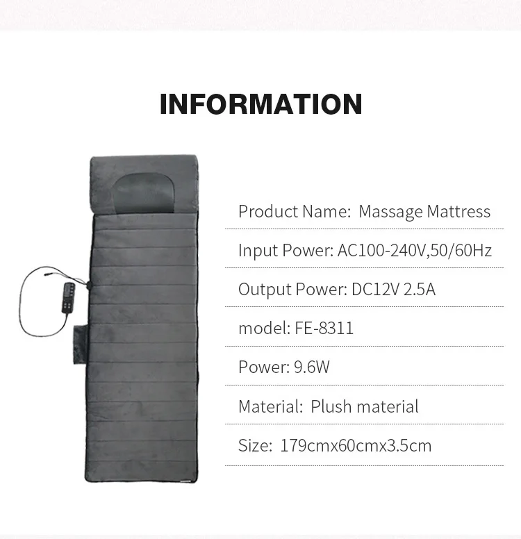 Popular Portable Electronic Thermal Full Body Shiatsu Vibrator Mat Massage Buy Massage 0332