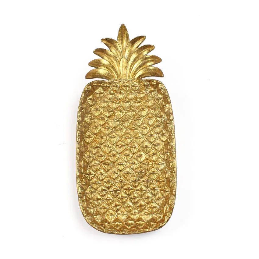 Wholesale resin pineapple ornaments gold foil Wall Art Decoration details