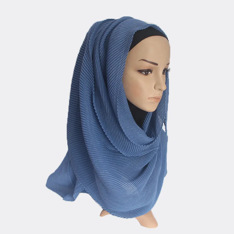 Women Fashion Scarf Twill Pleated Cotton Southwest Asia Sharves Muslim Headscarf 