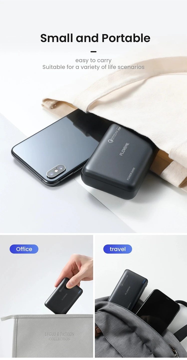 FLOVEME New QC4.0 22.5W Fast Charging Usb C PD Power Bank 10000 Mah Dual Usb Ports Portable Charger Powerbank - ANKUX.COM