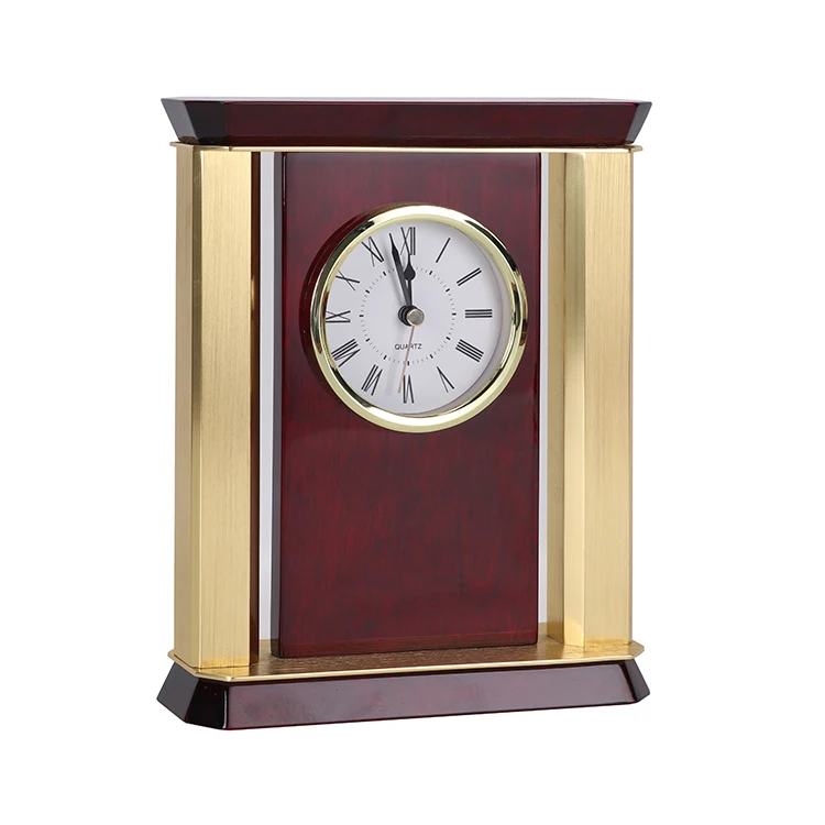 Corporate Gift Vintage Quartz Dark Red Wooden Desk Clock| Alibaba.com