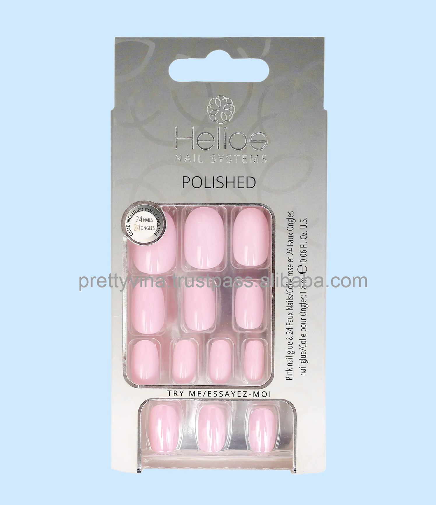 
Best selling pale pink false nails oval solid color press on nails Gel Shine artificial fingernails 