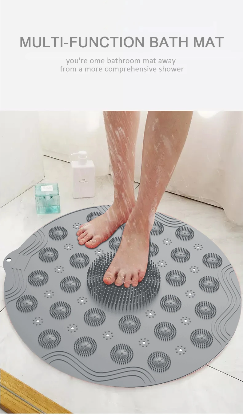 pink Lazy Bath Massage Pad Shower Mat Silicone Body Scrubber For Foot Massage Mat Suction Cup Shower Stall Mat Bath Scrubber Foot Spa Bath Brush Back Scrubber For Shower Floor Tub Mat Foot Bath