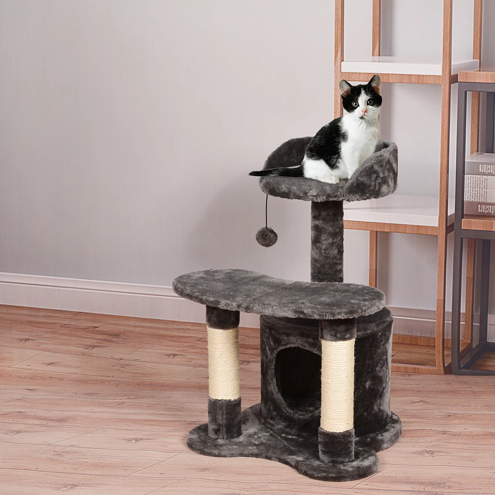 Two Layers Small Size Dark Grey High Quality Cat Trees Buy Cat Trees