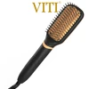 electric hair straightener brush anti-scaled design ptc heater hair straightener flat iron comb Auto Shut off adjustable temp