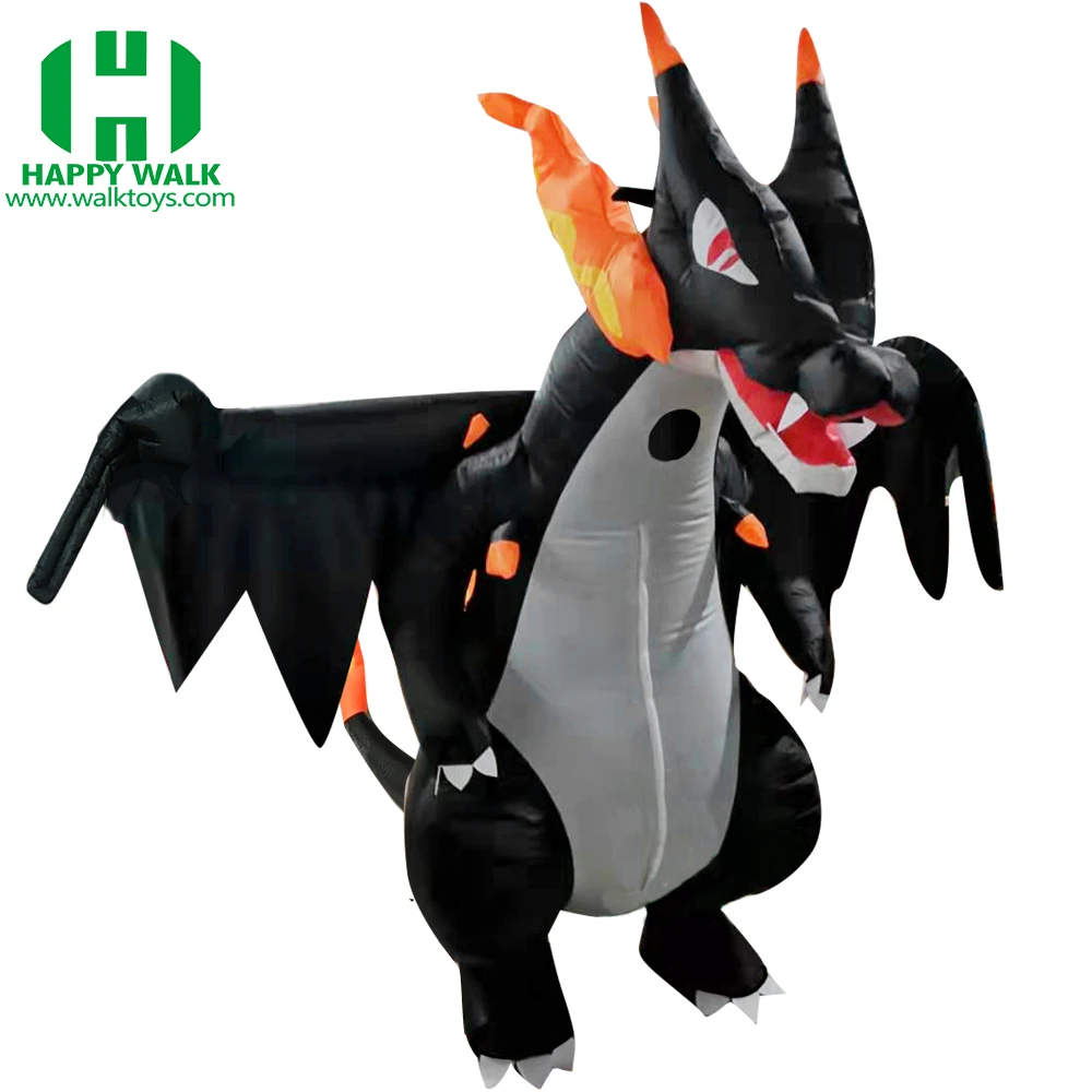 新款成人圣诞万圣节派对充气 charizard 火龙吉祥物服装出售