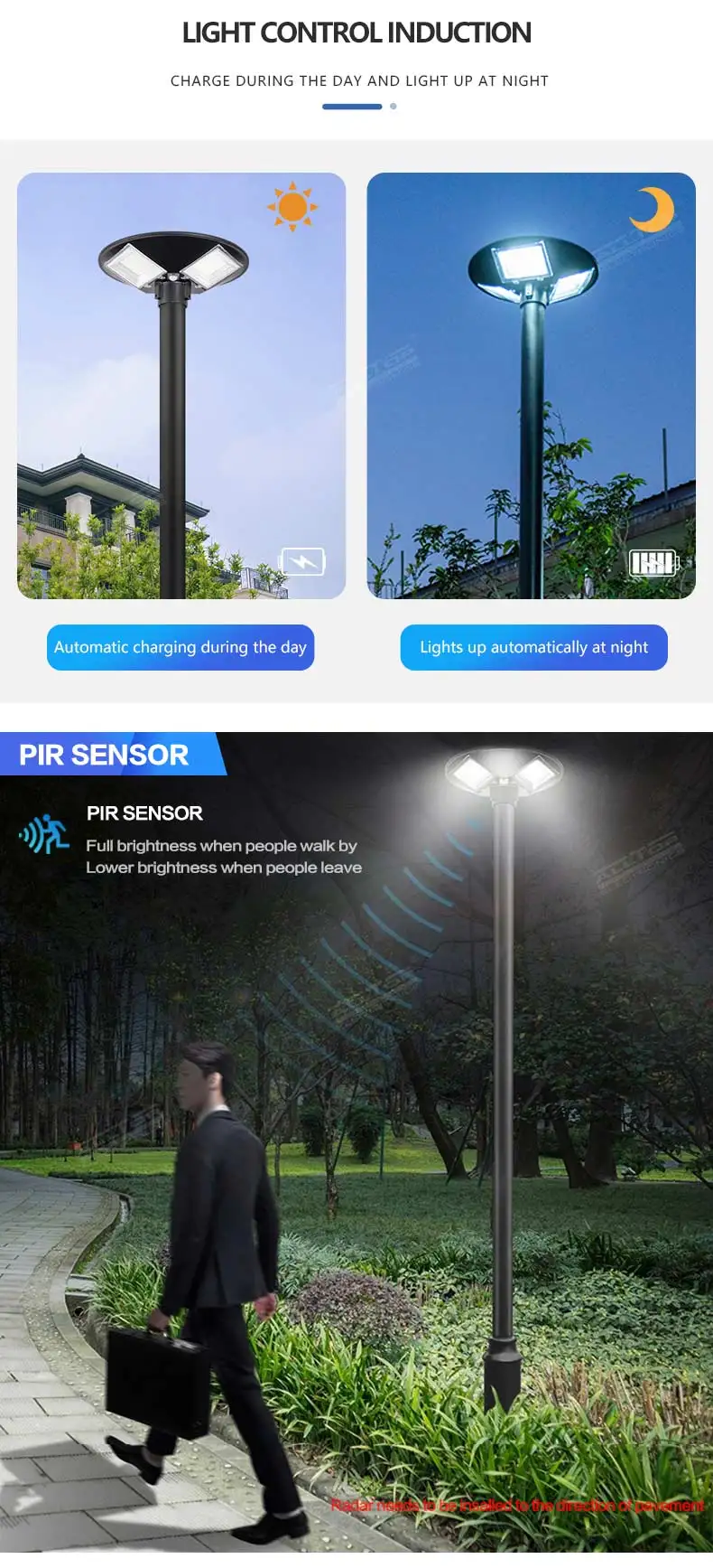ALLTOP Energy saving modern garden light smd integrated waterproof 300 500 W solar light for garden