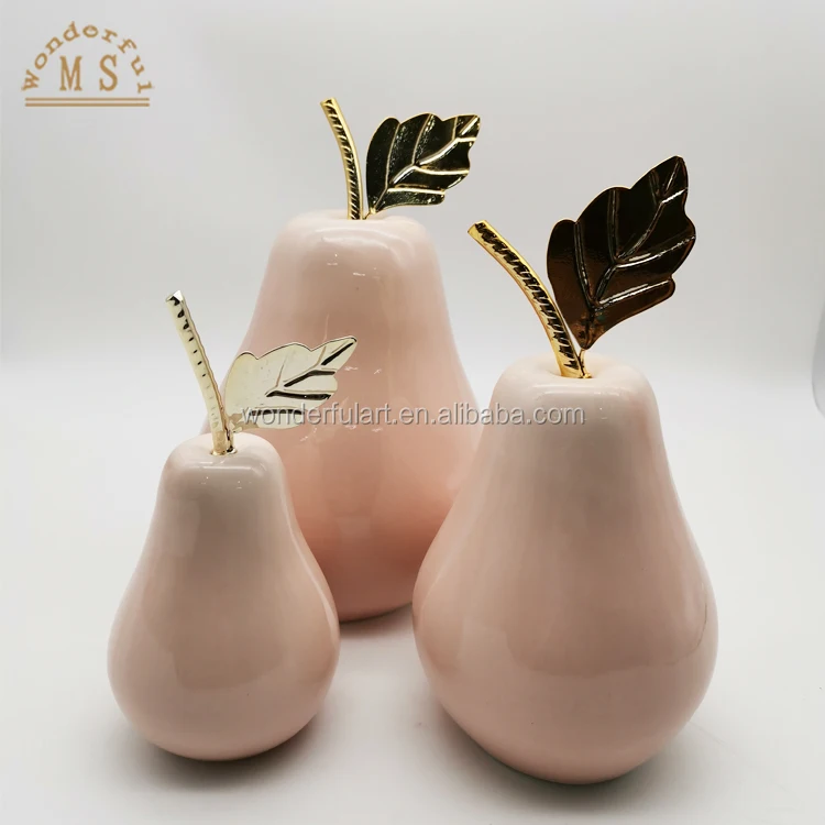 Porcelain  Fruit Pear Shape Figurine for Home Decor Tabletop Ornament Ceramic Figurine For Dinning Room Decoration set of 3