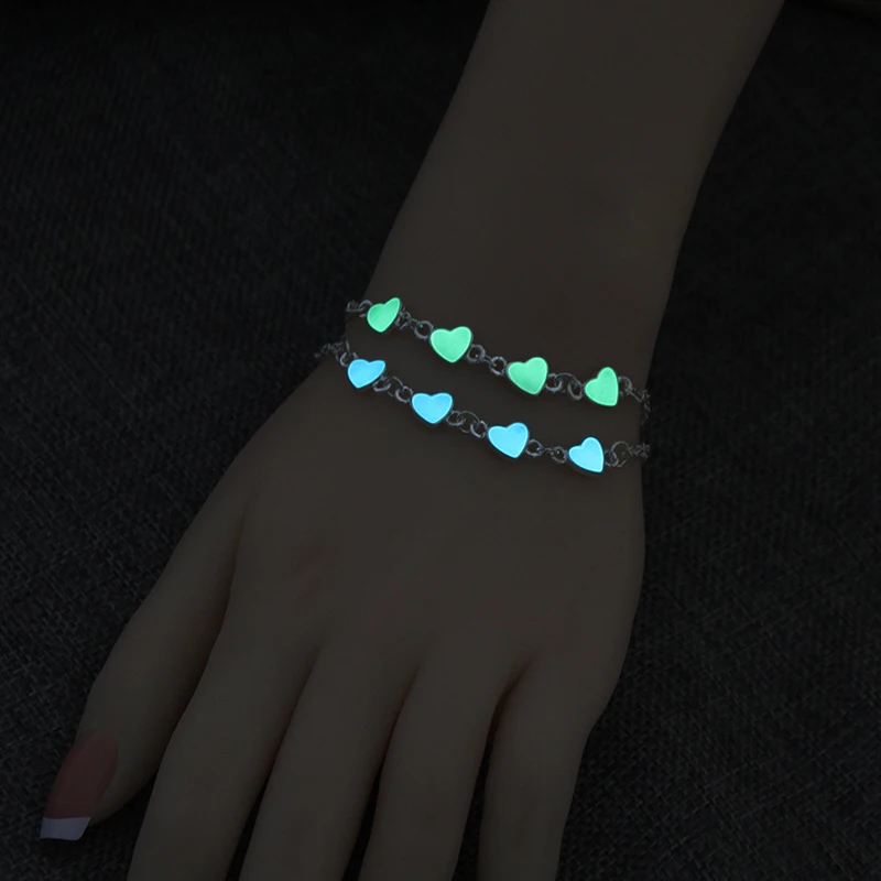 Glow Siver Plated Chain Adjustable Luminous Bangle Bracelet for Women Girls Boys 
