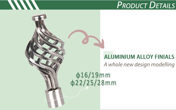 High quality fancy adjustable twisted end metal curtin rod