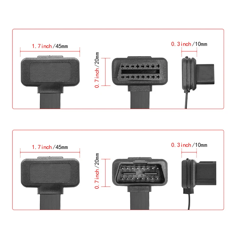 In Full Pin Connected Flat Obd Ii Male To Female Elbow Pin