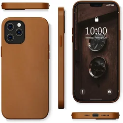Premium faux leather case with metal buttons and microfiber lining compatible for iphone 12 pro case