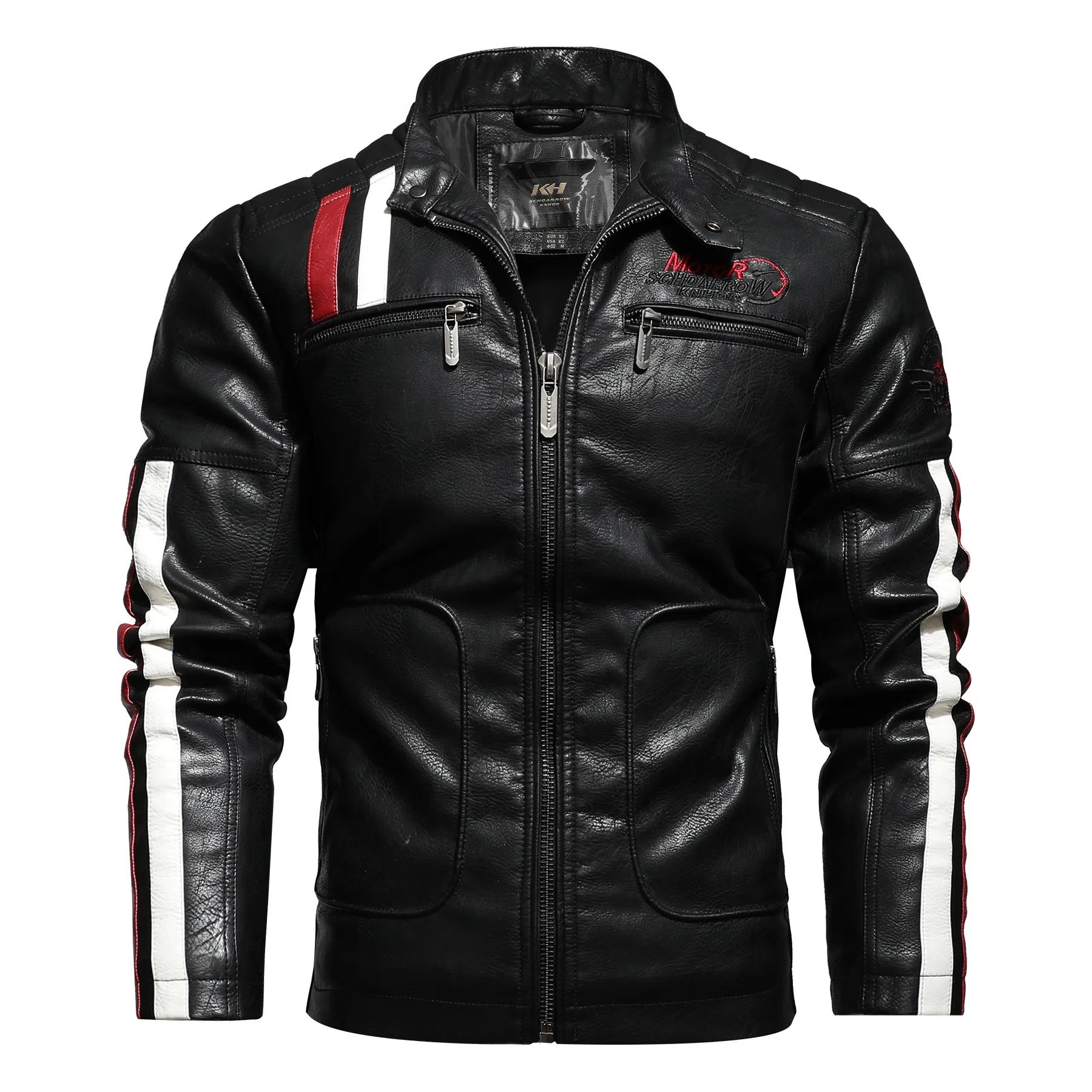 Men's Motorcycle Jacket Cotton Leather Casual Biker Style_voghion.com