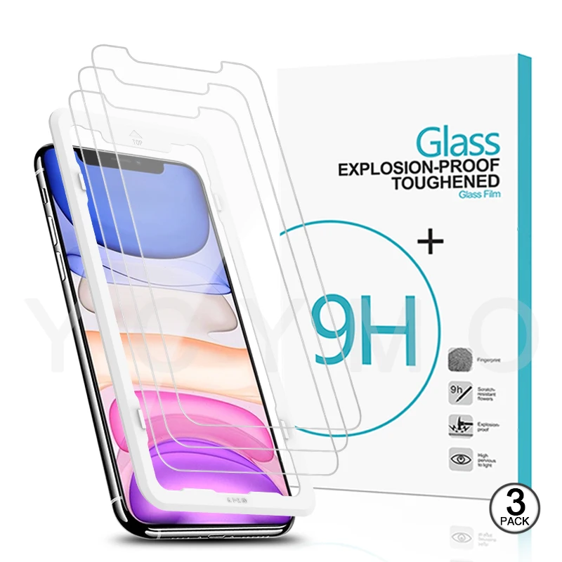 2019 Newest OEM 9H 2.5D Tempered Glass for iPhone 11 Pro X Xs XR XS MAX Screen Protector applicator 3 pack