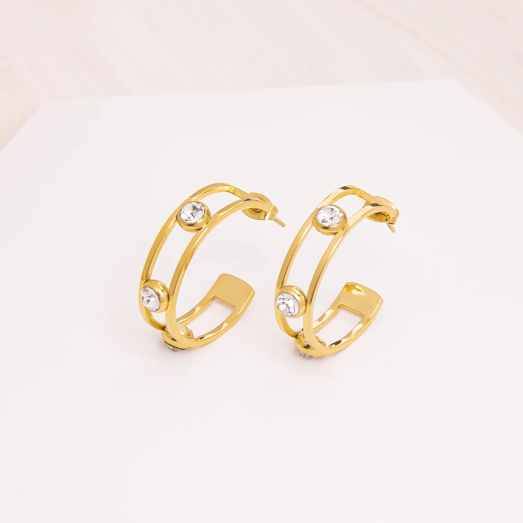 Powell Fashion Jewelry Gold Plated Women Dainty Earrings Hypoallergenic
