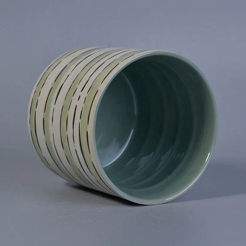 Cylinder glazed handmade ceramic candle containers votive candle holders home decoration wholesales