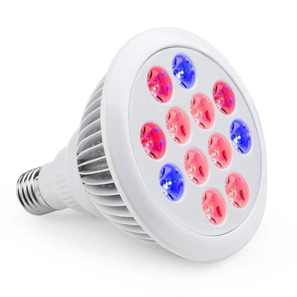 E26/E27 Hydroponic Plant Grow Lights for Garden Greenhouse and Indoor Organic Plant Lights 12W  LED grow light Bulb