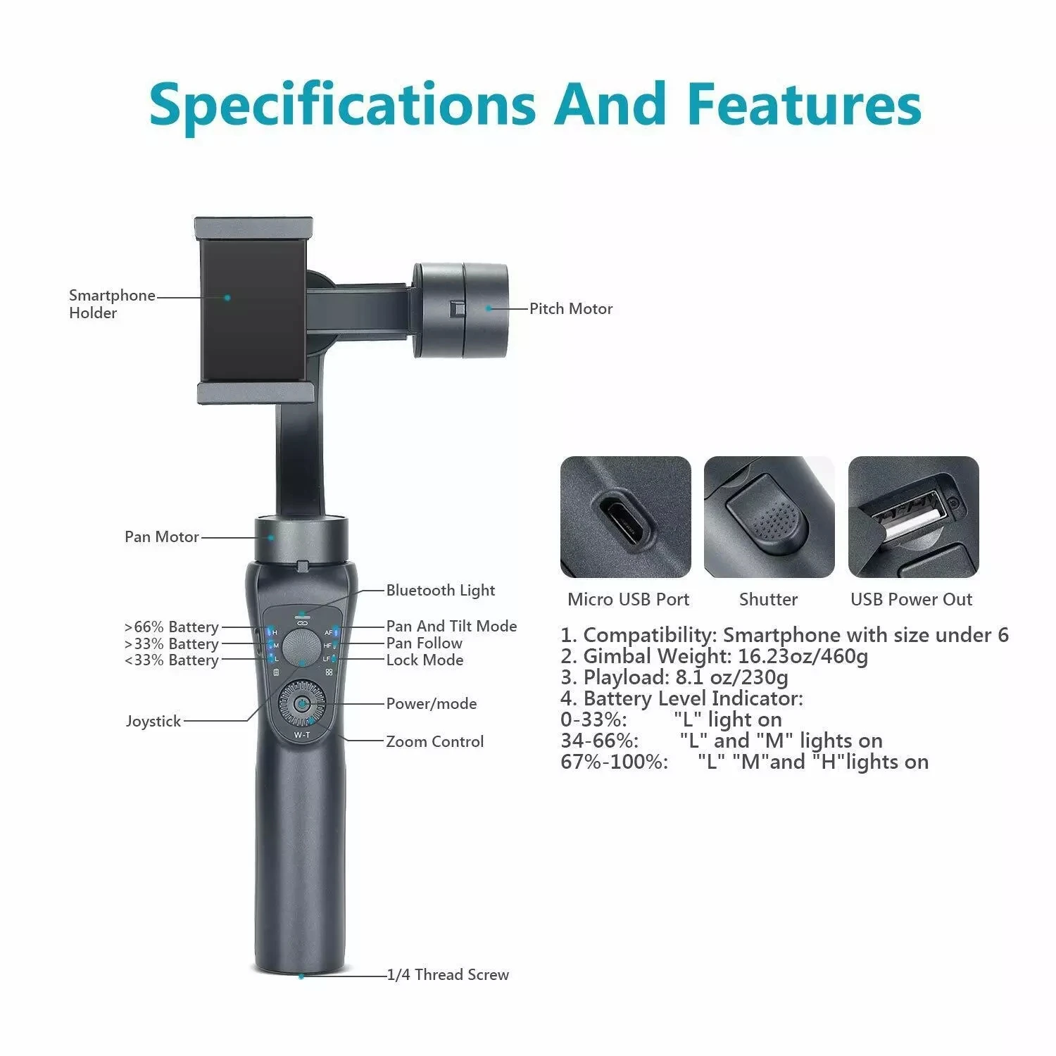 3 Axis Handheld Gimbal S5b Camera Stabilizer With Tripod Face Tracking ...