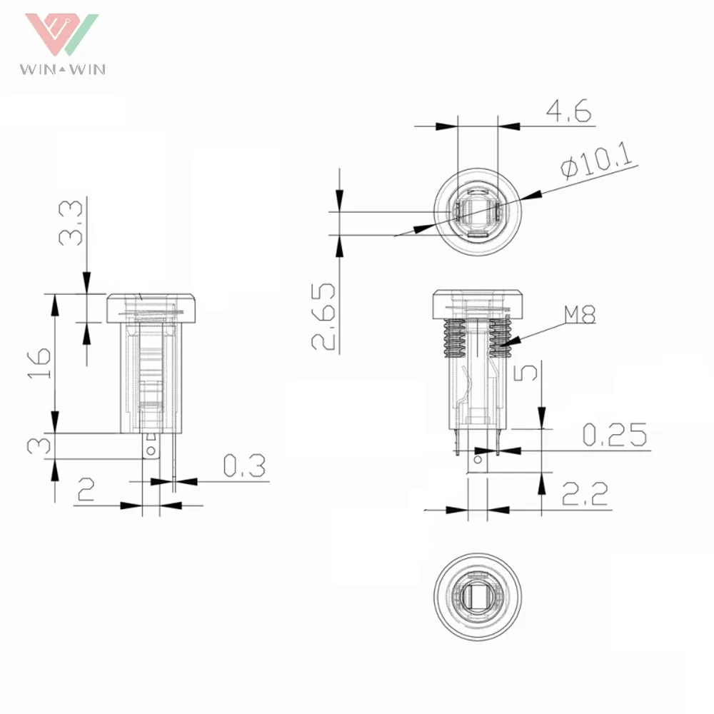 Isolated Mini Stereo Female Panel Mount Headphone 3.5mm Audio Jack