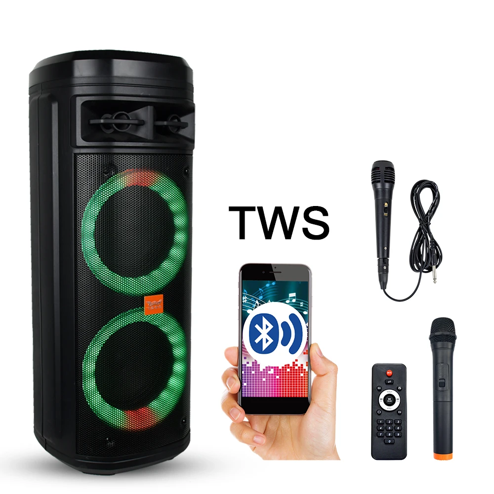 Feiyang dual 6.5 inch portable TWS bluetooth party pa system speaker with fm radio wireless mic FG206-06 - ANKUX.COM
