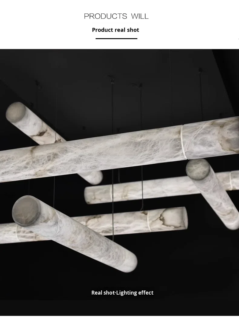 product all copper natural marble led chandelier ceiling mounted dimmable luxury dining bar lamp chinese character strip middle size-8